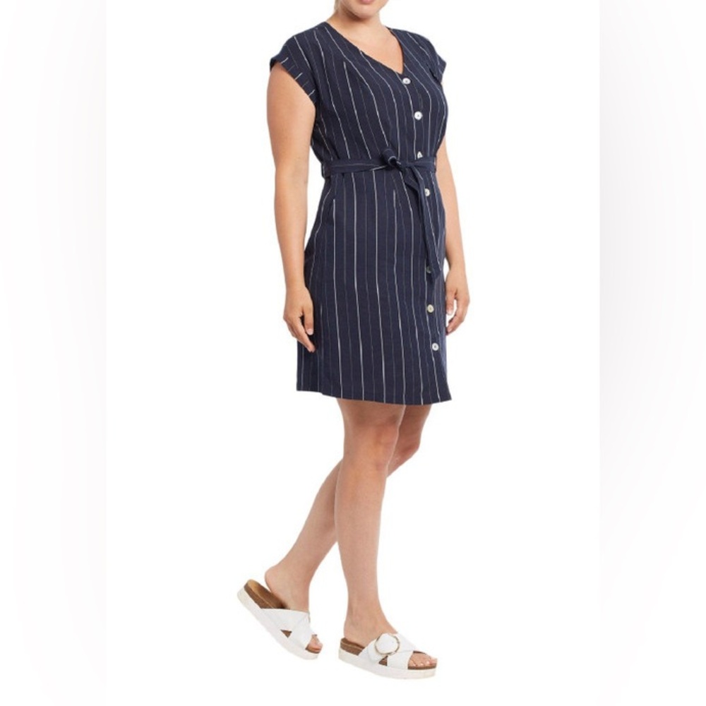 Tribal Navy and White Striped Mini Dress